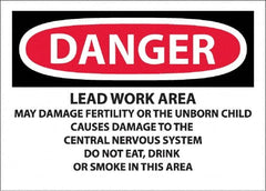 NMC - "Danger - Lead Work Area May Damage Fertility Or The Unborn Child", 10" Long x 14" Wide, Pressure-Sensitive Vinyl Safety Sign - Rectangle, 0.0045" Thick, Use for Hazardous Materials - Americas Industrial Supply