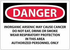 NMC - "Danger - Inorganic Arsenic May Cause Cancer", 10" Long x 14" Wide, Rigid Plastic Safety Sign - Rectangle, 0.05" Thick, Use for Hazardous Materials - Americas Industrial Supply