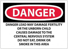 NMC - "Danger - Lead May Damage Fertility or the Unborn Child", 10" Long x 14" Wide, Rigid Plastic Safety Sign - Rectangle, 0.05" Thick, Use for Hazardous Materials - Americas Industrial Supply