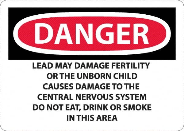 NMC - "Danger - Lead May Damage Fertility or the Unborn Child", 10" Long x 14" Wide, Aluminum Safety Sign - Rectangle, 0.04" Thick, Use for Hazardous Materials - Americas Industrial Supply