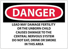 NMC - "Danger - Lead May Damage Fertility or the Unborn Child", 10" Long x 14" Wide, Aluminum Safety Sign - Rectangle, 0.04" Thick, Use for Hazardous Materials - Americas Industrial Supply