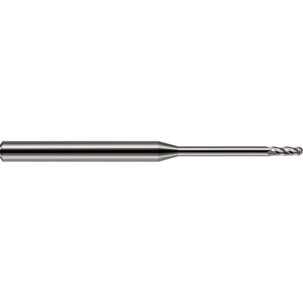 Harvey Tool - Ball End Mills; Mill Diameter (Decimal Inch): 0.0250 ; Number of Flutes: 2 ; Length of Cut (mm): 1.9000 ; Length of Cut (Decimal Inch): 0.0750 ; Material: Solid Carbide ; Overall Length (Inch): 1-1/2