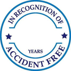 NMC - In Recognition Of Years ____ Accident Free, Hard Hat Label - Round, Blue on White, 0.004" Thick, Indoor or Outdoor, Adhesive Backed, For Accident Prevention - Americas Industrial Supply