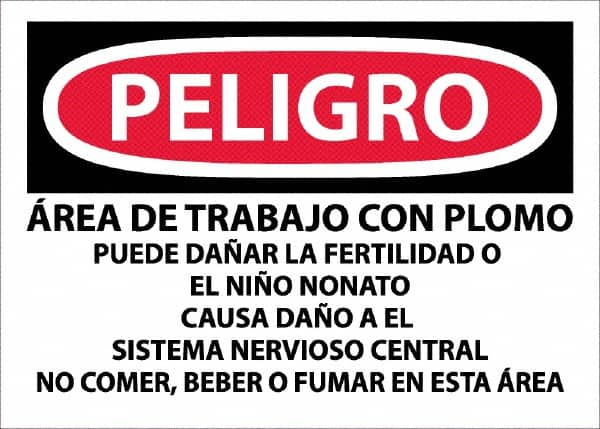 NMC - "Peligro - Area De Trabajo Con Plomo", 10" Long x 14" Wide, Paper Safety Sign - Rectangle, Use for Hazardous Materials - Americas Industrial Supply