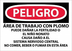 NMC - "Peligro - Area De Trabajo Con Plomo", 10" Long x 14" Wide, Paper Safety Sign - Rectangle, Use for Hazardous Materials - Americas Industrial Supply