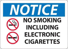 NMC - "No Smoking Including Electronic Cigarettes", 10" Long x 14" Wide, Rigid Plastic Safety Sign - Rectangle, 0.045" Thick, Use for Smoking Regulations - Americas Industrial Supply