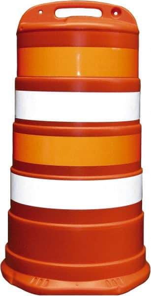 PRO-SAFE - 40" High x 36" Wide Reflective Channelizer Drum - High Density Polyethylene (HDPE), 10 Lbs, Orange - Americas Industrial Supply
