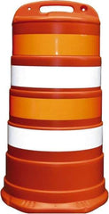 PRO-SAFE - 40" High x 36" Wide Reflective Channelizer Drum - High Density Polyethylene (HDPE), 10 Lbs, Orange - Americas Industrial Supply