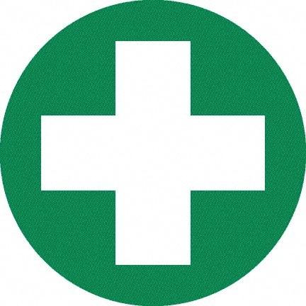 NMC - First Aid Cross Graphic, Hard Hat Label - White on Green, 0.045" Thick, For Certified Operator - Americas Industrial Supply