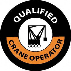 NMC - Qualified Crane Operator, Hard Hat Label - Black/Orange/White, 0.045" Thick, For Accident Prevention - Americas Industrial Supply