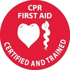 NMC - Certified CPR First Aid Trained, Hard Hat Label - White on Red, 0.045" Thick, For Accident Prevention - Americas Industrial Supply