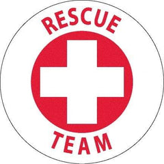 NMC - Rescue Team, Hard Hat Label - Red on White, 0.045" Thick, For Accident Prevention - Americas Industrial Supply