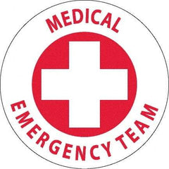 NMC - Medical Emergency Team, Hard Hat Label - Red on White, 0.045" Thick, For Accident Prevention - Americas Industrial Supply