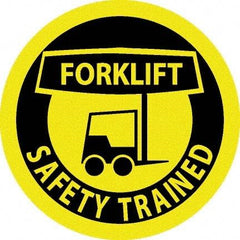 NMC - Forklift Safety Trained, Hard Hat Label - Black on Yellow, 0.045" Thick, For Accident Prevention - Americas Industrial Supply