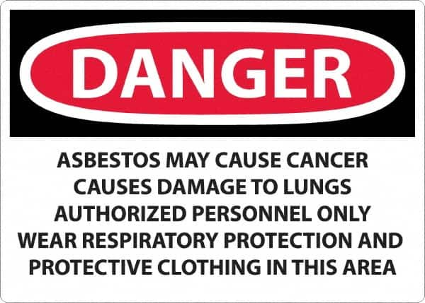 NMC - "Danger - Asbestos May Cause Cancer", 20" Long x 28" Wide, Rigid Plastic Safety Sign - Rectangular, 0.05" Thick, Use for Hazardous Materials - Americas Industrial Supply