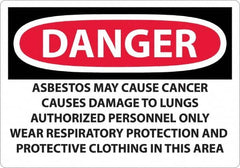 NMC - "Danger - Asbestos May Cause Cancer", 14" Long x 20" Wide, Rigid Plastic Safety Sign - Rectangular, 0.05" Thick, Use for Hazardous Materials - Americas Industrial Supply