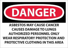 NMC - "Danger - Asbestos May Cause Cancer", 14" Long x 20" Wide, Pressure-Sensitive Vinyl Safety Sign - Rectangular, 0.0045" Thick, Use for Hazardous Materials - Americas Industrial Supply