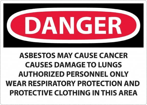NMC - "Danger - Asbestos May Cause Cancer", 20" Long x 28" Wide, Aluminum Safety Sign - Rectangular, 0.04" Thick, Use for Hazardous Materials - Americas Industrial Supply