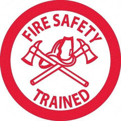 NMC - Fire Safety Trained, Hard Hat Label - Red on White, 0.045" Thick, For Accident Prevention - Americas Industrial Supply