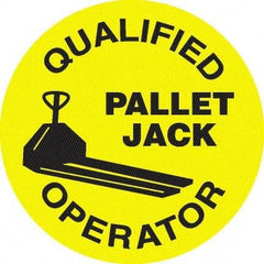 NMC - Qualified Pallet Jack Operator, Hard Hat Label - Black on Yellow, 0.045" Thick, For Accident Prevention - Americas Industrial Supply