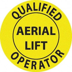 NMC - Qualified Aerial Lift Operator, Hard Hat Label - Black on Yellow, 0.045" Thick, For Accident Prevention - Americas Industrial Supply