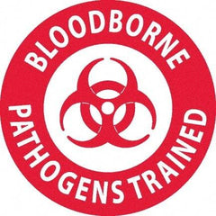 NMC - Bloodborne Pathogens Trained, Hard Hat Label - White on Red, 0.045" Thick, For Accident Prevention - Americas Industrial Supply