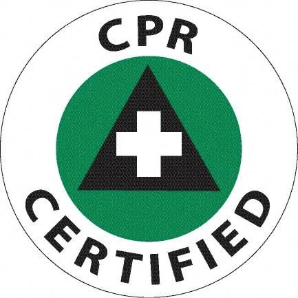 NMC - CPR Certified, Hard Hat Label - Green & Black on White, 0.045" Thick, For Accident Prevention - Americas Industrial Supply