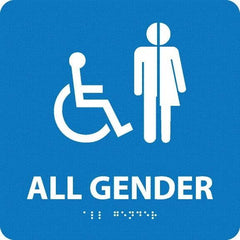 NMC - "All Gender", 8" Long x 8" Wide, Gravoply (Engraved) Safety Sign - Square, 0.25" Thick, Use for Restroom, Janitorial & Housekeeping - Americas Industrial Supply