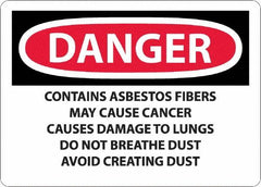 NMC - "Danger - Contains Asbestos Fibers", 10" Long x 14" Wide, Aluminum Safety Sign - Rectangular, 0.04" Thick, Use for Hazardous Materials - Americas Industrial Supply