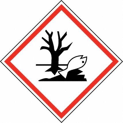 NMC - Hazardous Materials Label, Header: Dangerous for Environment Warning - Legend: GHS - Graphic, English, Black & Red, 4" Long x 4" High, No Coating - Americas Industrial Supply