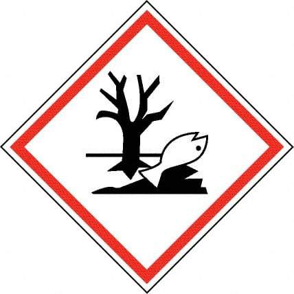NMC - Hazardous Materials Label, Header: Dangerous for Environment Warning - Legend: GHS - Graphic, English, Black & Red, 2" Long x 2" High, No Coating - Americas Industrial Supply