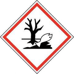 NMC - Hazardous Materials Label, Header: Dangerous for Environment Warning - Legend: GHS - Graphic, English, Black & Red, 2" Long x 2" High, No Coating - Americas Industrial Supply