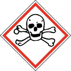 NMC - Hazardous Materials Label, Header: Toxic Warning - Legend: GHS - Graphic, English, Black & Red, 4" Long x 4" High, No Coating - Americas Industrial Supply