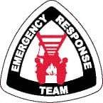 NMC - Emergency Response Team, Hard Hat Label - Diamond, Black & Red on White, 0.004" Thick, Indoor or Outdoor, Adhesive Backed, For Accident Prevention - Americas Industrial Supply