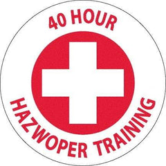 NMC - 40 Hour Hazwopper Training, Hard Hat Label - Round, Red on White, 0.004" Thick, Indoor or Outdoor, Adhesive Backed, For Accident Prevention - Americas Industrial Supply