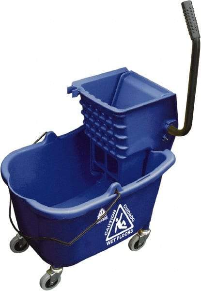 O-Cedar - 33 Qt Plastic Bucket & Wringer - 22" Long x 34" High x 15" Wide, Blue - Americas Industrial Supply