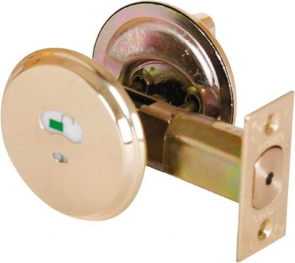 Stanley - 1-3/8 to 2" Door Thickness, Bright Chrome Finish, Occupancy Indicator Deadbolt - Nonhanded Handling, Push in Lever Override, Keyless Cylinder - Americas Industrial Supply