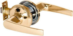 Stanley - Grade 2 Passage Lever Lockset - 2-3/8 & 2-3/4" Back Set, Keyless Cylinder, Brass Alloy, Bright Brass Finish - Americas Industrial Supply