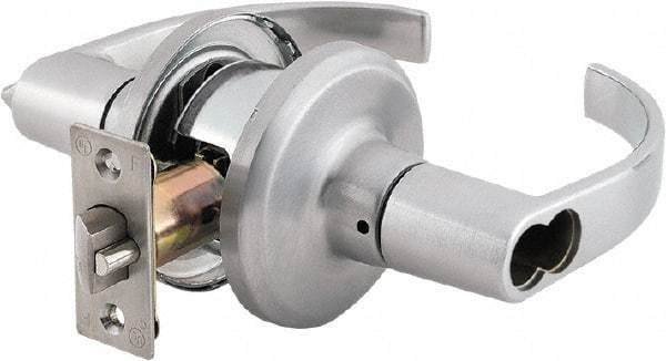 Stanley - Grade 2 Storeroom Lever Lockset - 2-3/8 & 2-3/4" Back Set, Brass Alloy, Satin Chrome Finish - Americas Industrial Supply