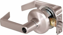 Stanley - Grade 2 Office Lever Lockset - 2-3/8 & 2-3/4" Back Set, Brass Alloy, Satin Nickel Finish - Americas Industrial Supply