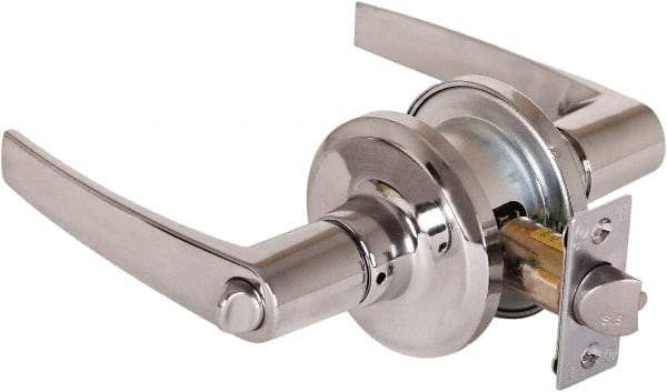 Stanley - Grade 2 Office Lever Lockset - 2-3/8 & 2-3/4" Back Set, Brass Alloy, Satin Chrome Finish - Americas Industrial Supply