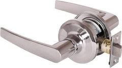 Stanley - Grade 2 Passage Lever Lockset - 2-3/8 & 2-3/4" Back Set, Keyless Cylinder, Brass Alloy, Bright Chrome Finish - Americas Industrial Supply