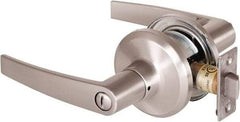Stanley - Grade 2 Privacy Lever Lockset - 2-3/8 & 2-3/4" Back Set, Keyless Cylinder, Brass Alloy, Satin Nickel Finish - Americas Industrial Supply
