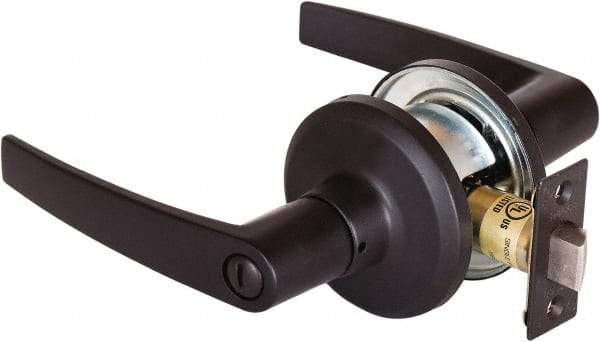 Stanley - Grade 2 Privacy Lever Lockset - 2-3/8 & 2-3/4" Back Set, Keyless Cylinder, Brass Alloy, Oil Rubbed Bronze Finish - Americas Industrial Supply