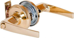 Stanley - Grade 2 Privacy Lever Lockset - 2-3/8 & 2-3/4" Back Set, Keyless Cylinder, Brass Alloy, Bright Brass Finish - Americas Industrial Supply