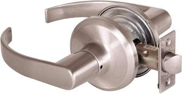 Stanley - Grade 2 Passage Lever Lockset - 2-3/8 & 2-3/4" Back Set, Keyless Cylinder, Brass Alloy, Satin Nickel Finish - Americas Industrial Supply