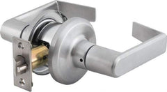 Stanley - Grade 2 Passage Lever Lockset - 2-3/8 & 2-3/4" Back Set, Keyless Cylinder, Brass Alloy, Satin Chrome Finish - Americas Industrial Supply