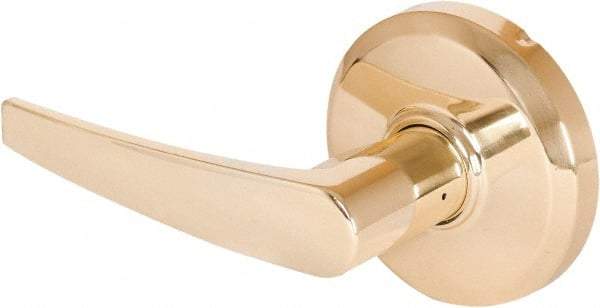 Stanley - Grade 2 Dummy Lever Lockset - 2-3/4" Back Set, Keyless Cylinder, Brass Alloy, Bright Brass Finish - Americas Industrial Supply
