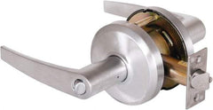 Stanley - Grade 2 Entrance Lever Lockset - 2-3/4" Back Set, Key In Lever Cylinder, Brass Alloy, Satin Chrome Finish - Americas Industrial Supply