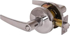 Stanley - Grade 2 Entrance Lever Lockset - 2-3/4" Back Set, Key In Lever Cylinder, Brass Alloy, Bright Chrome Finish - Americas Industrial Supply